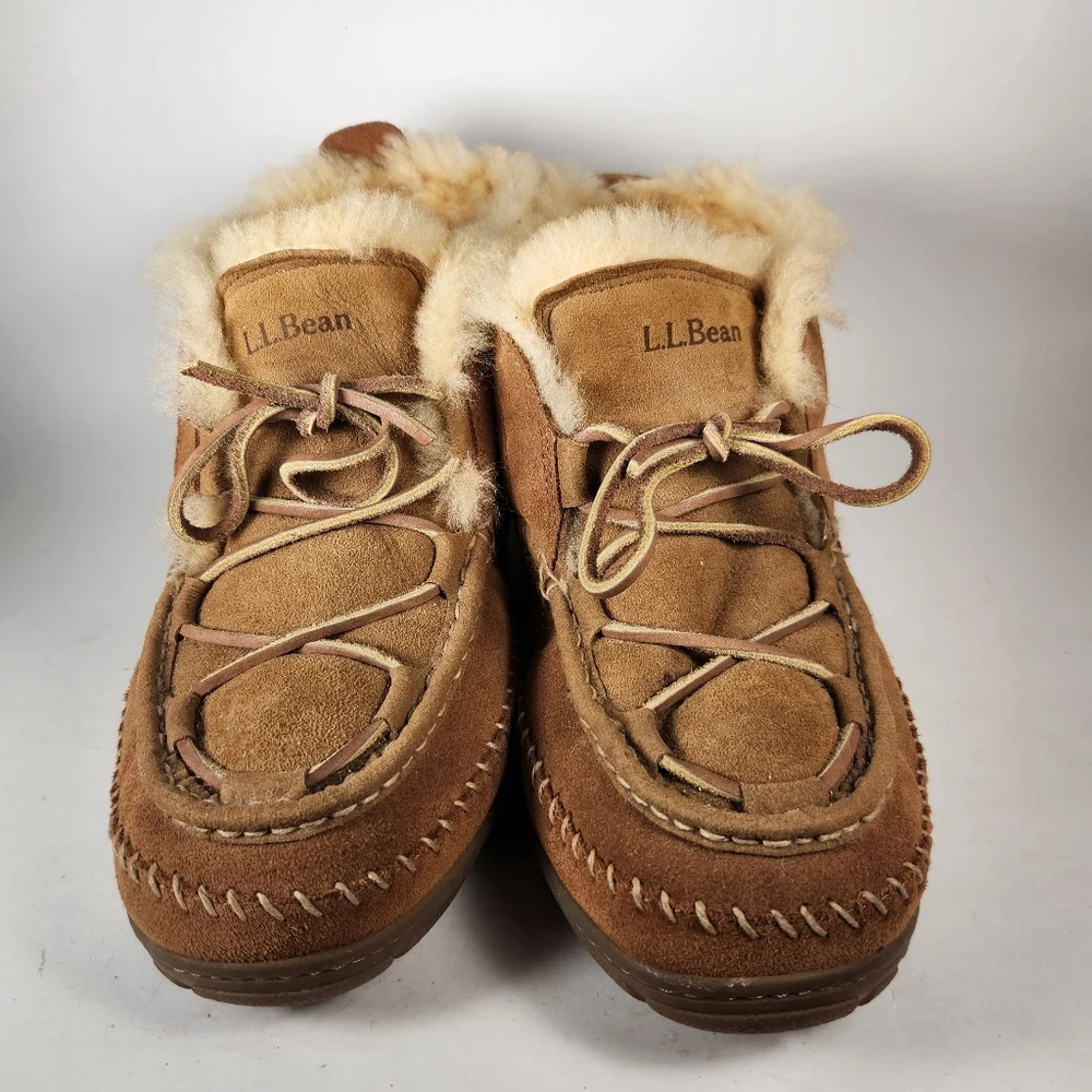 L.L. BEAN Mens Wicked Good Chukka Boot 12 Brown Shearling Lined Shoe Slipper - Picture 6 of 12